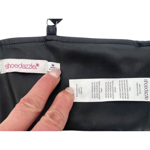 NWOT Shoedazzle Black Soft Vegan Leather Edgy V-Neck Sexy Club Rave EDM Crop Top - Picture 14 of 16